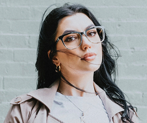 Blue frameless sunglasses